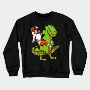 English Bulldog Riding T-Rex Dinosaur Crewneck Sweatshirt